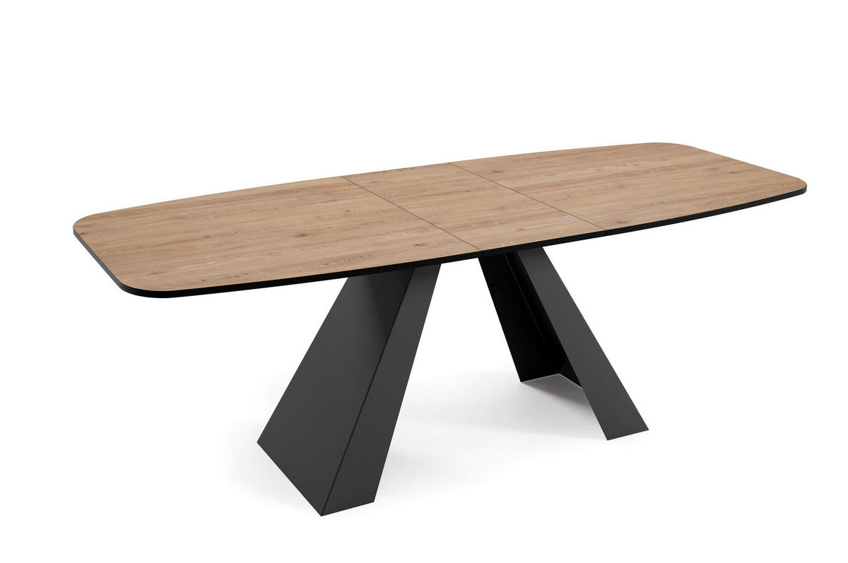ESSTISCH Myron - Trüffeleichefarben/Schwarz, Holzwerkstoff/Metall (80/160/76cm) - Meblini