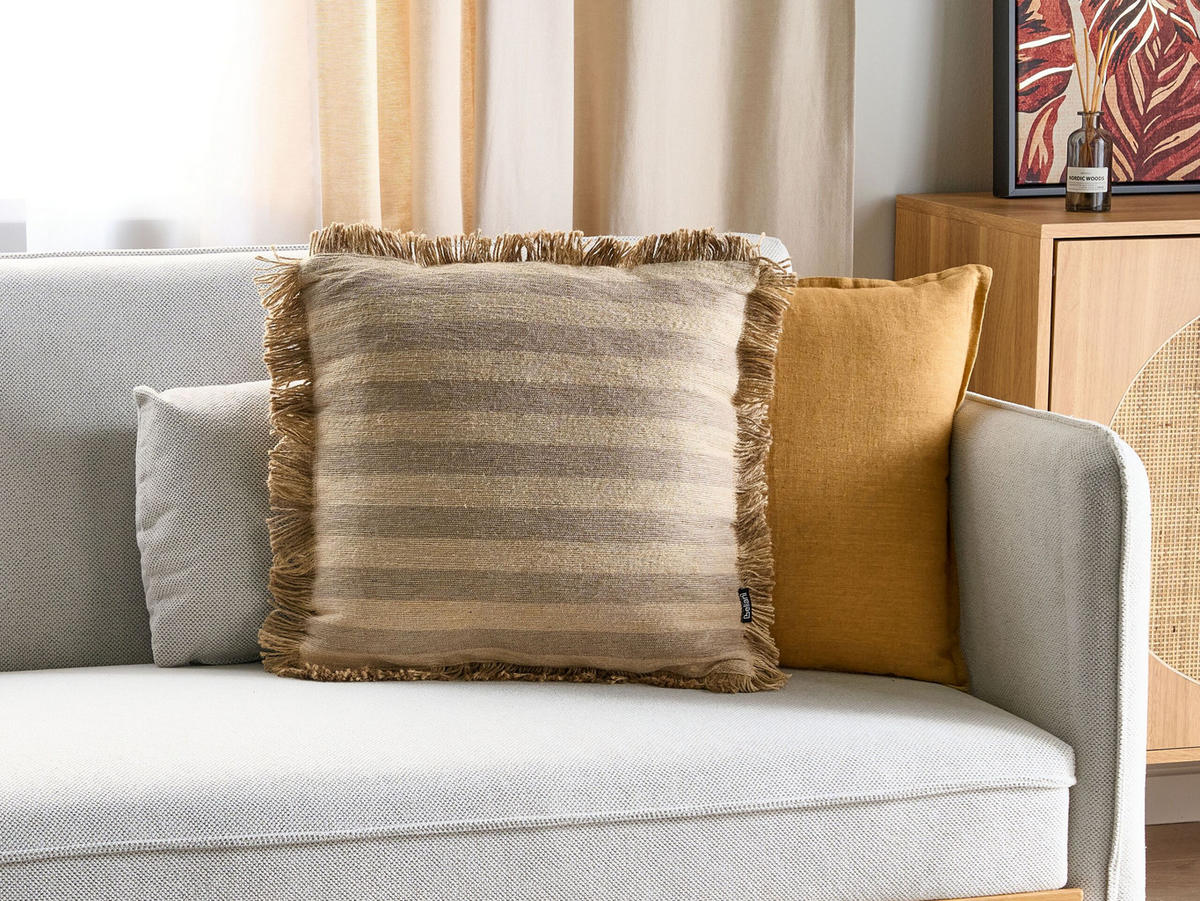 DEKOKISSEN Beige 45/45 cm Cirsium - Beige, Naturmaterialien (45/45/10cm) - Beliani