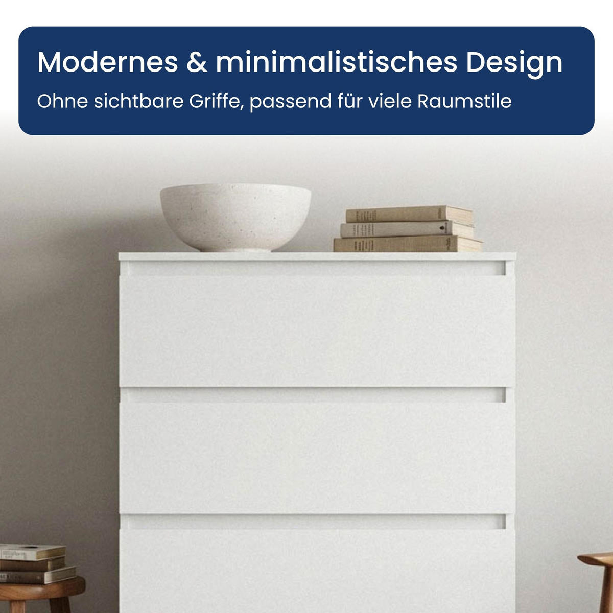 KOMMODE mit vier Schubladen in Weiß - Weiß, Holzwerkstoff (70/100/40cm) - Home Collective