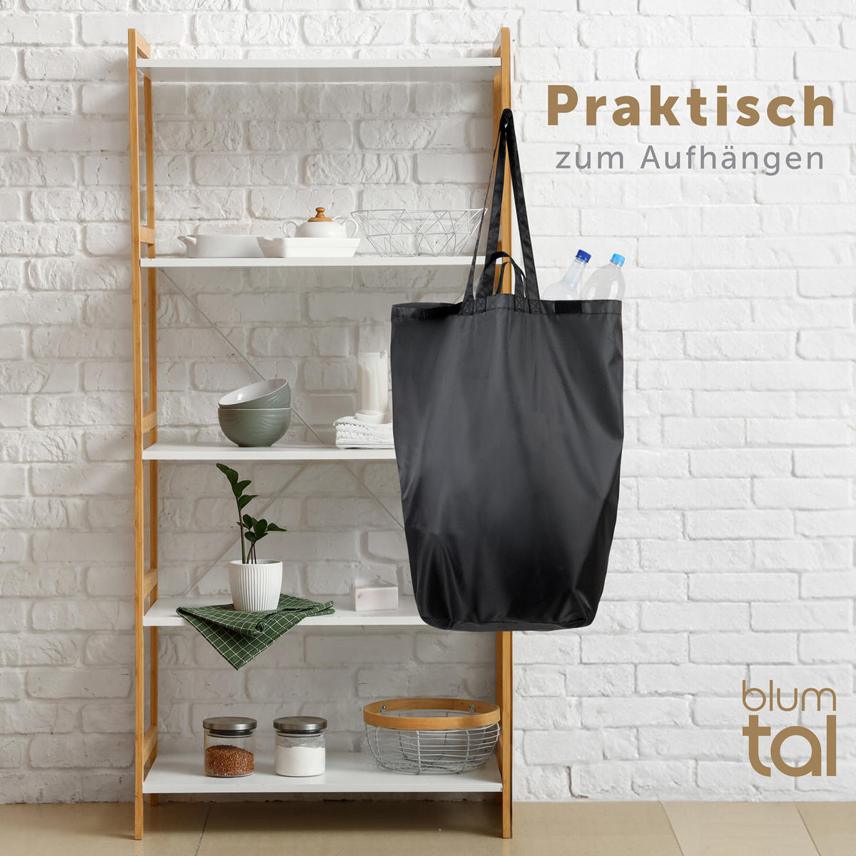 PFANDFLASCHEN-TASCHE 100L Schwarz - Schwarz, Kunststoff (18/2/25cm) - Blumtal