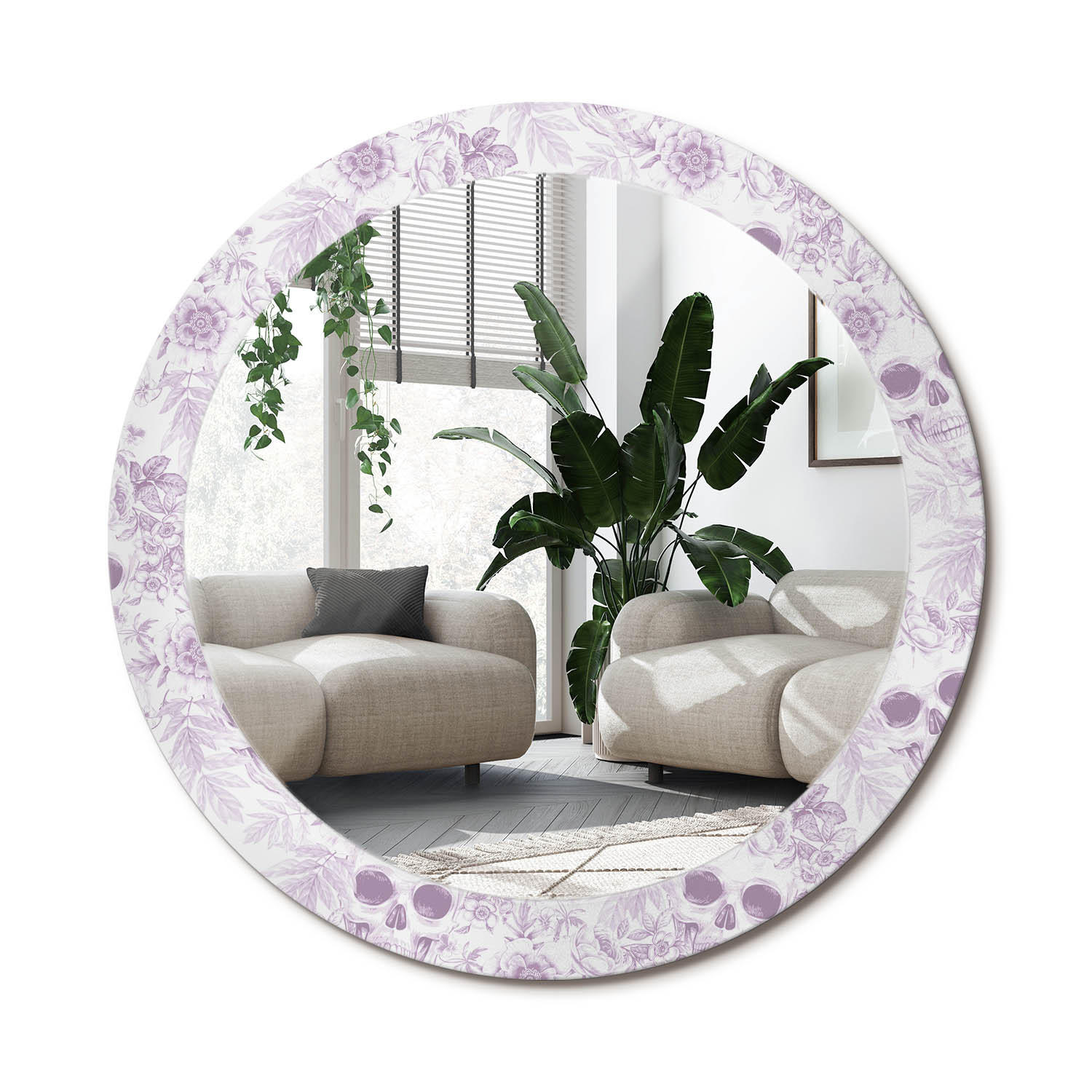 SPIEGEL Rund Ø 80 cm mit Aufdruck - Violett, Glas (80/80/0.4cm) - Wallfluent