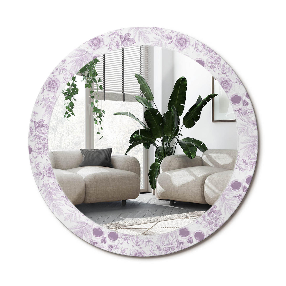 SPIEGEL Rund Ø 80 cm mit Aufdruck - Violett, Glas (80/80/0.4cm) - Wallfluent
