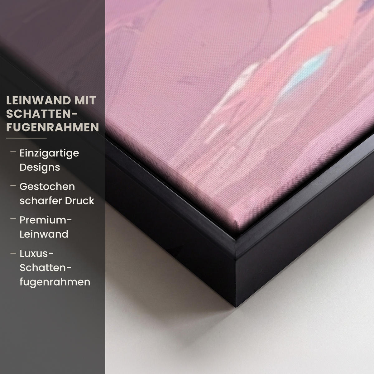 LEINWAND Bilder mit Rahmen - Berggipfel - Wolken - Verträumt - 90x140 - Hellrosa, Textil (90/140cm) - MuchoWow