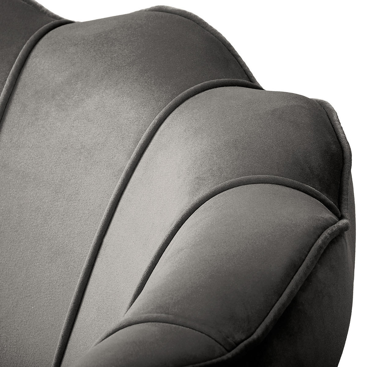 SESSEL - Samt, Füße Dunkel - Taupe/Dunkelbraun, Birkenholz/Textil (75/74/75cm) - home24