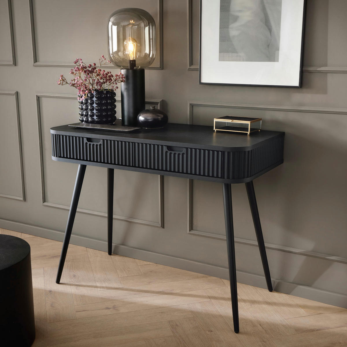 KONSOLENTISCH MORDEN TOA1 Abgerundeter Korpus Schwarz Schwarz - Schwarz, Holzwerkstoff/Kunststoff (49/103/80cm) - Komodee