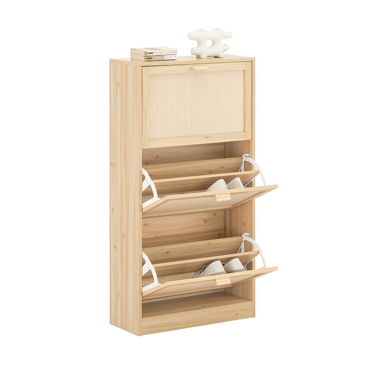 SCHUHSCHRANK NATUR - Naturfarben, Naturmaterialien/Holzwerkstoff (60/118/24cm) - SoBuy