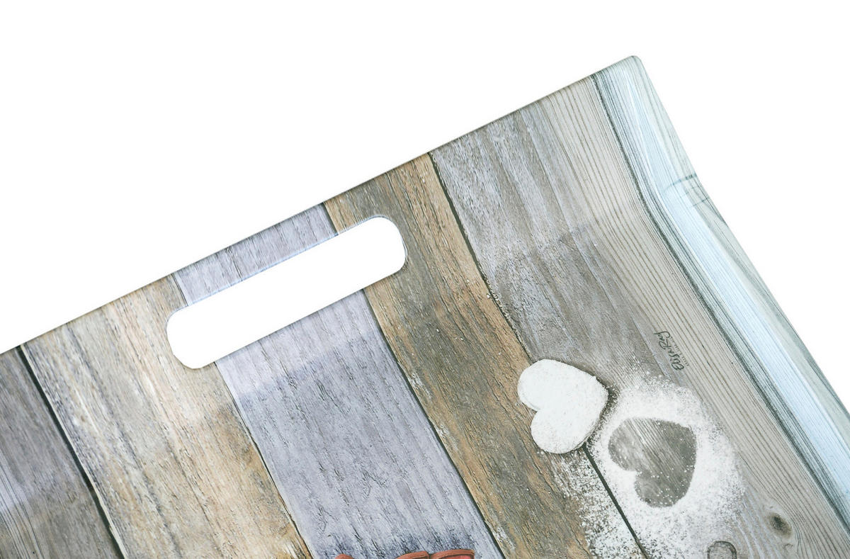 TABLETT Frühstück, rechteckige Serviertablett mit Griff 54x35 cm - Grau, Kunststoff (35/3/54cm) - Lashuma