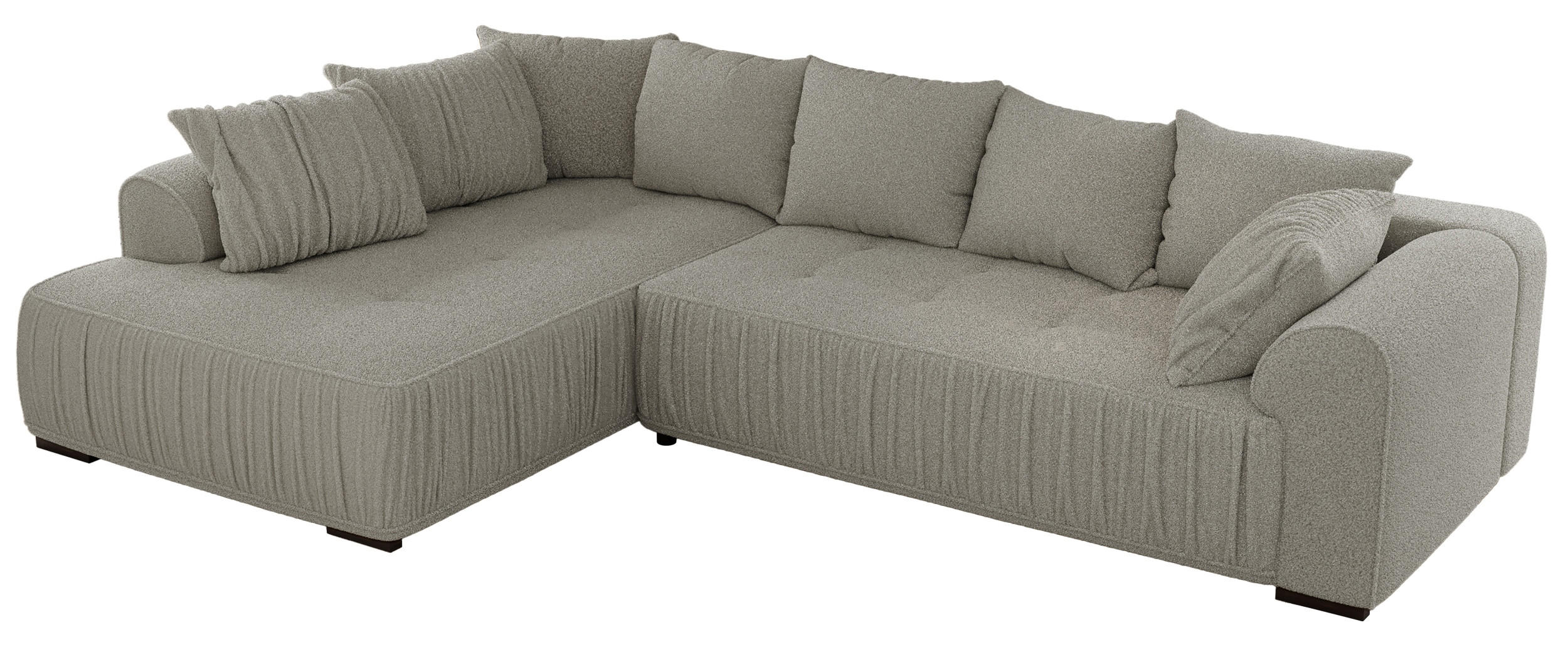 ECKSOFA ORTA Hellgrau Boucle - Links - Hellgrau/Schwarz, Textil (325/200cm) - MKS