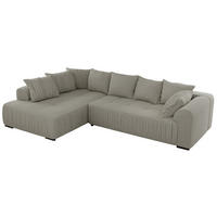 ECKSOFA ORTA Hellgrau Boucle - Links - Hellgrau/Schwarz, Textil (325/200cm) - MKS