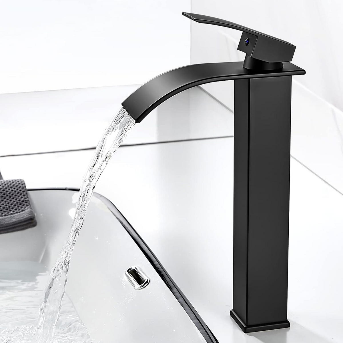 BADEZIMMERARMATUR, 30,5 cm hoch, schwarz. - Schwarz, Metall (38/7/21cm) - Vallsero