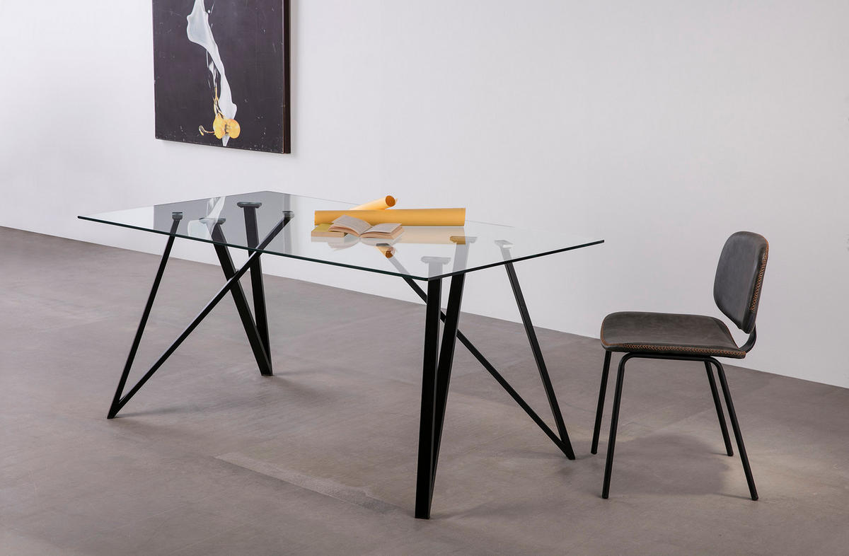 ESSTISCH Gaia Schwarz 160/90/75 cm - Schwarz, Metall (160/90/75cm)