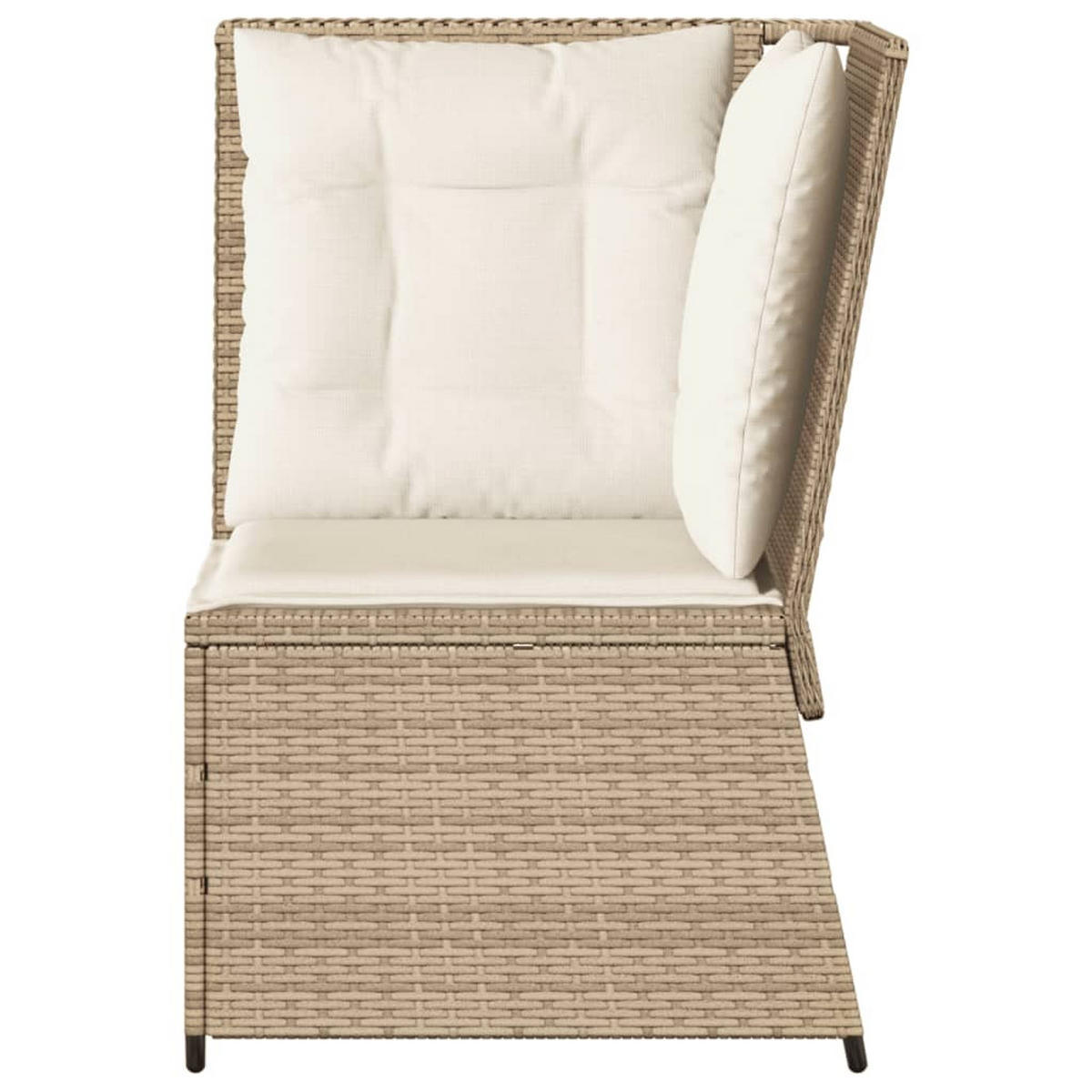 GARTEN-ECKSOFA mit Kissen Beige Poly Rattan - Beige, Kunststoff (67/95/67cm)