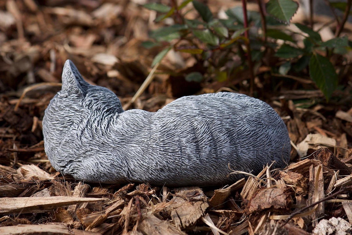 STEINFIGUR kleine Katze Tinka eingerollt frostfest Steinguss - Grau, Stein (17/8/14cm) - stoneandstyle