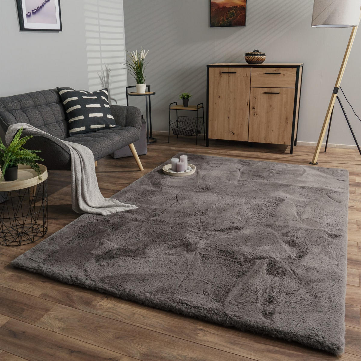 HOCHFLORTEPPICHE Anthrazit 60 x 100 cm - Anthrazit, Kunststoff (60/100cm) - TT Home