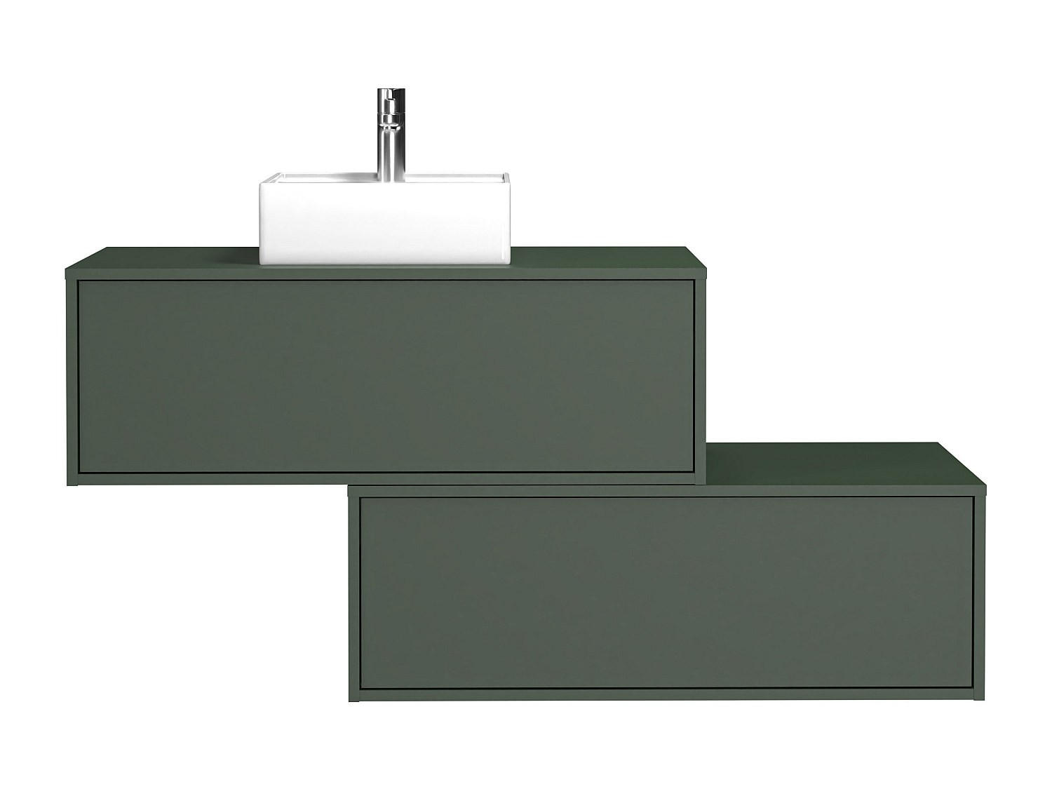 EINZELWASCHTISCH - 94 cm x 47 cm - Holz, Platte, Keramik - Grün - TEANA - Grün, Keramik/Holz (94/32/47cm) - Vente-Unique