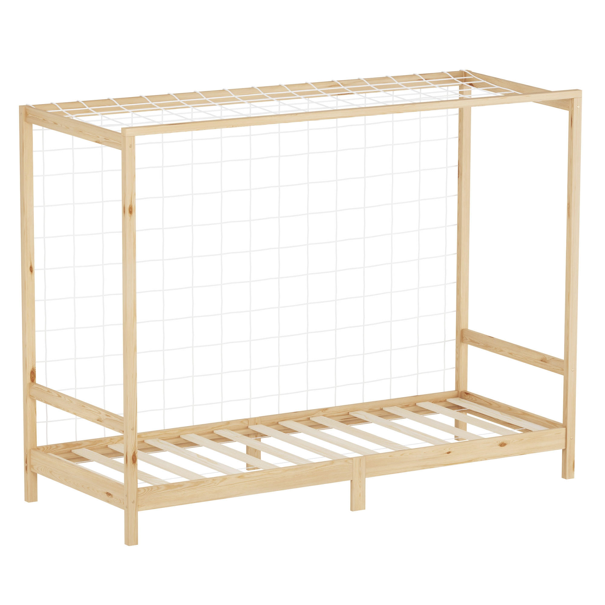 ML-DESIGN DĚTSKÁ postel ve tvaru fotbalové brány 90 × 200 cm, přírodní