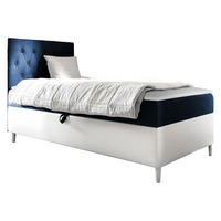 BOXBETT Filip Junior 1, Seite zum Öffnen des Bettkastens: Links - Blau/Weiß, Holz (100/200cm) - MIRJAN24