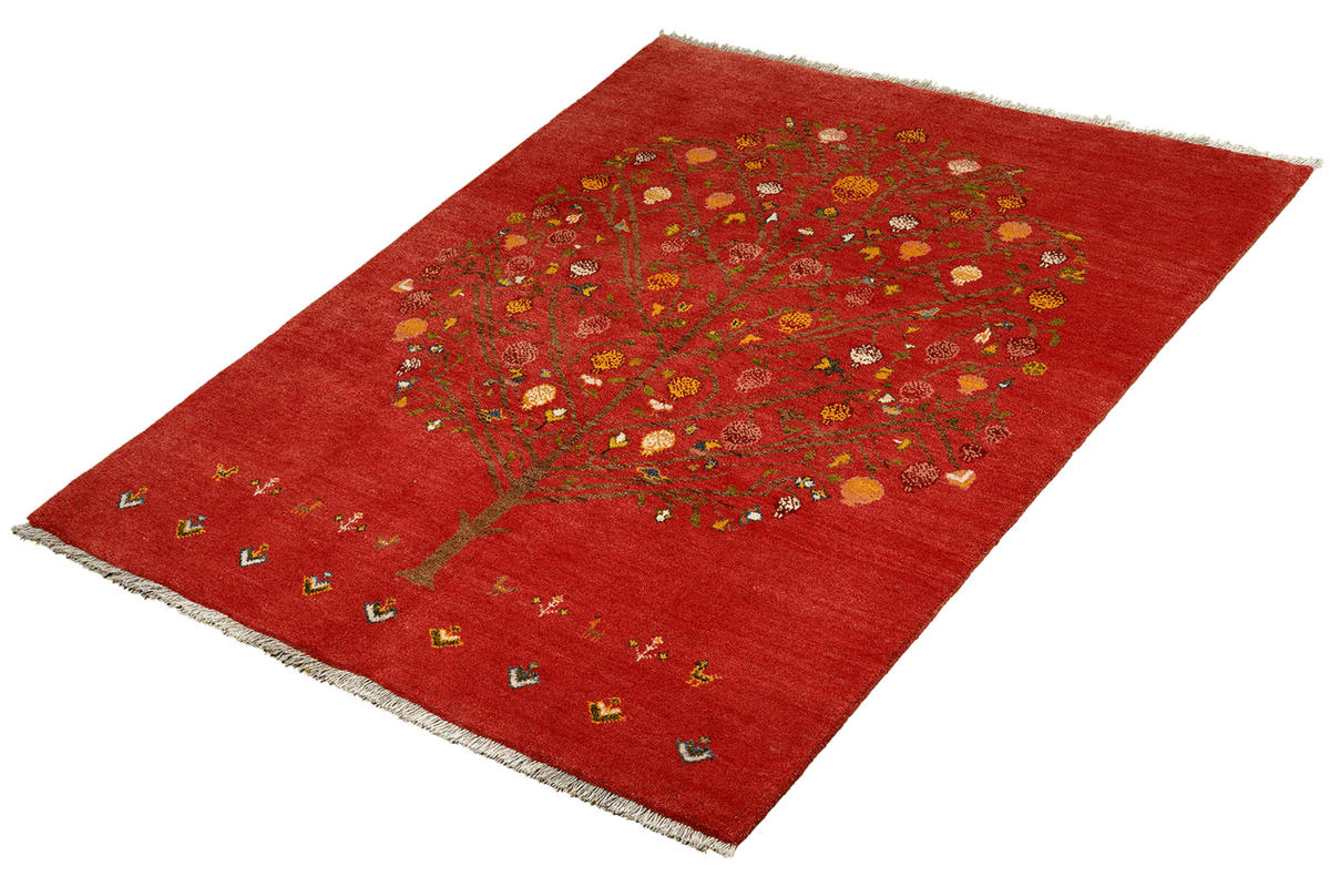 GABBEH-TEPPICH handgeknüpft Rizbaf Rot 200/147 cm Schurwolle - Rot, Textil (147/200cm) - Looma
