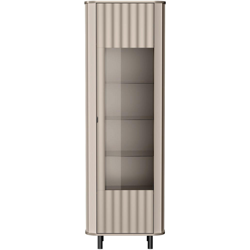 VITRINE Nevada mit 6 Einlegeböden 65 cm Taupe - Taupe/Schwarz, Holzwerkstoff/Metall (65/200/41cm) - Beautysofa
