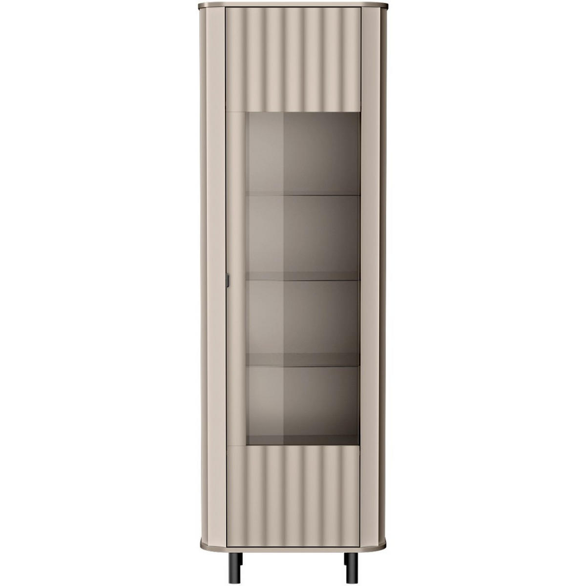 VITRINE Nevada mit 6 Einlegeböden 65 cm Taupe - Taupe/Schwarz, Holzwerkstoff/Metall (65/200/41cm) - Beautysofa