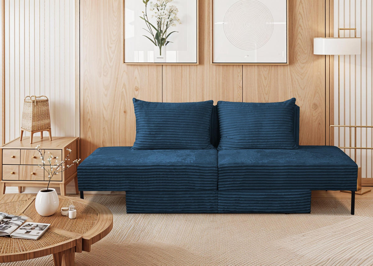 SOFA Mit Schlaffunktion MOOKA 4in1-Multifunktions-System Stoff Velo Dunkelblau - Dunkelblau, Holz/Textil (240/87/103cm) - Kaiser Möbel