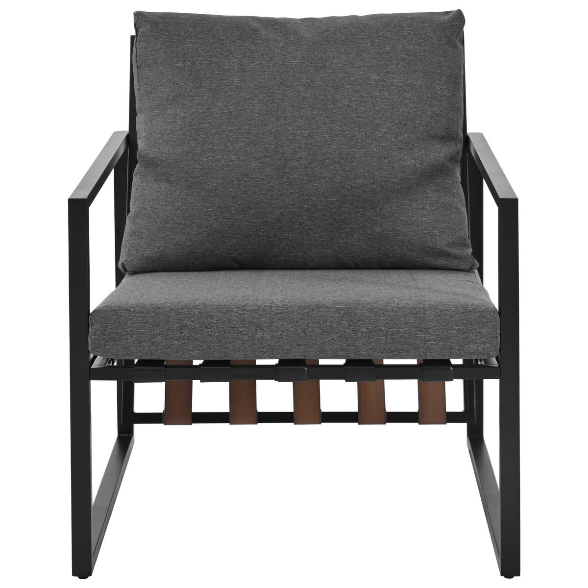 GARTENMÖBELSET aus Kunststoff 114x57x80cm schwarz mit Couchtisch und Kissen - Schwarz, Kunststoff - Modfu