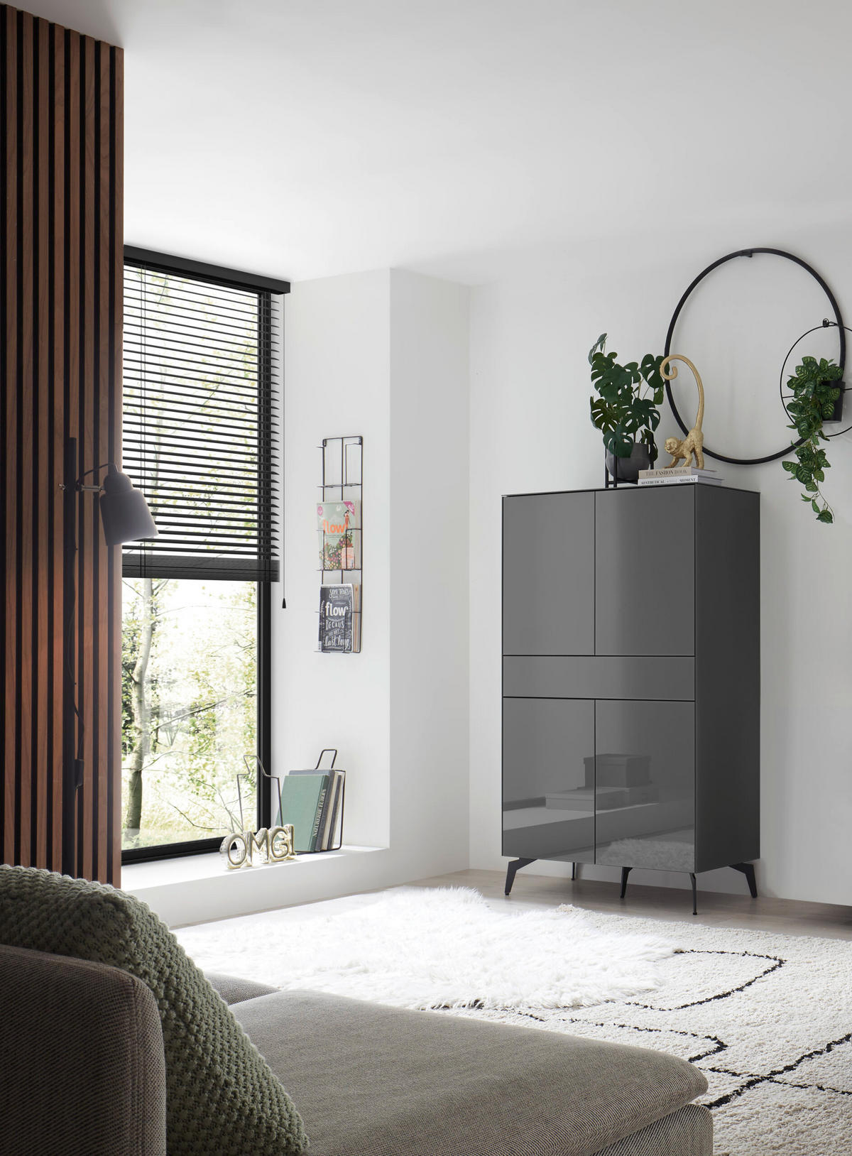 HIGHBOARD Colors in Anthrazit Glas - Grau, Holzwerkstoff (91/140/42cm)