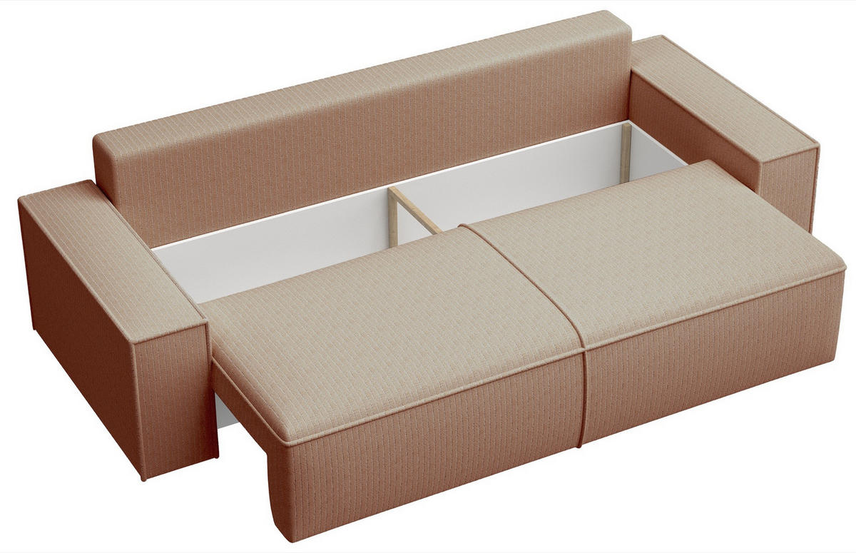 SOFA Farese Dunkelbeige mit Cordbezug - Beige, Textil (257/85/102cm) - Selsey