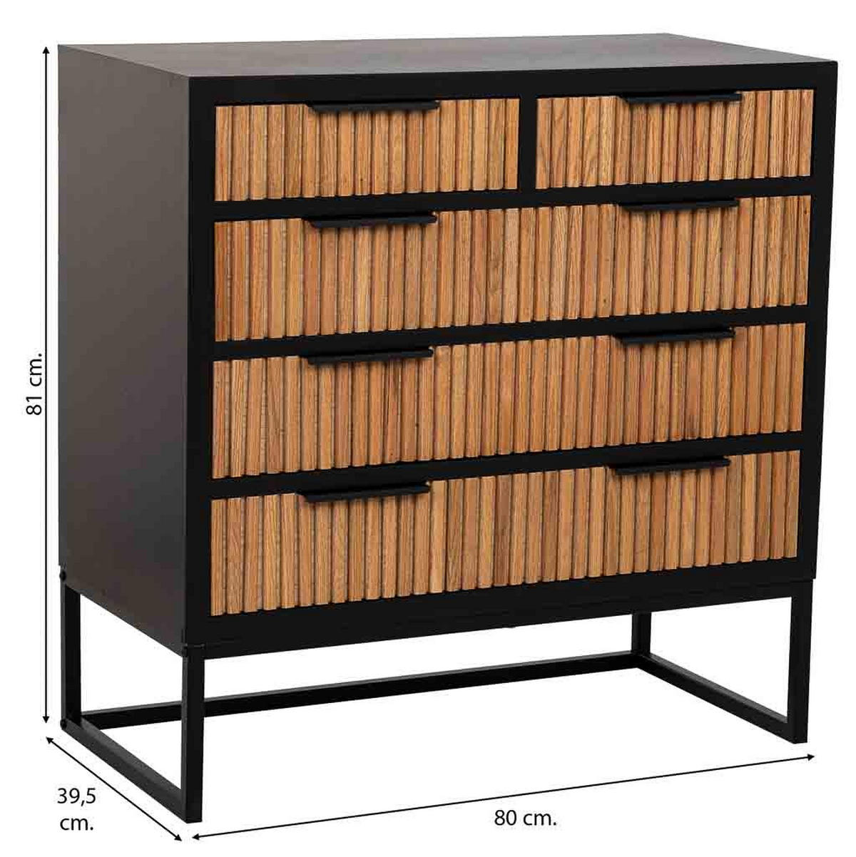 KOMMODE mit 4 schubladen aus holz und metall 80x39x81 cm - Braun, Holz (80/81/39cm) - Wanderlust