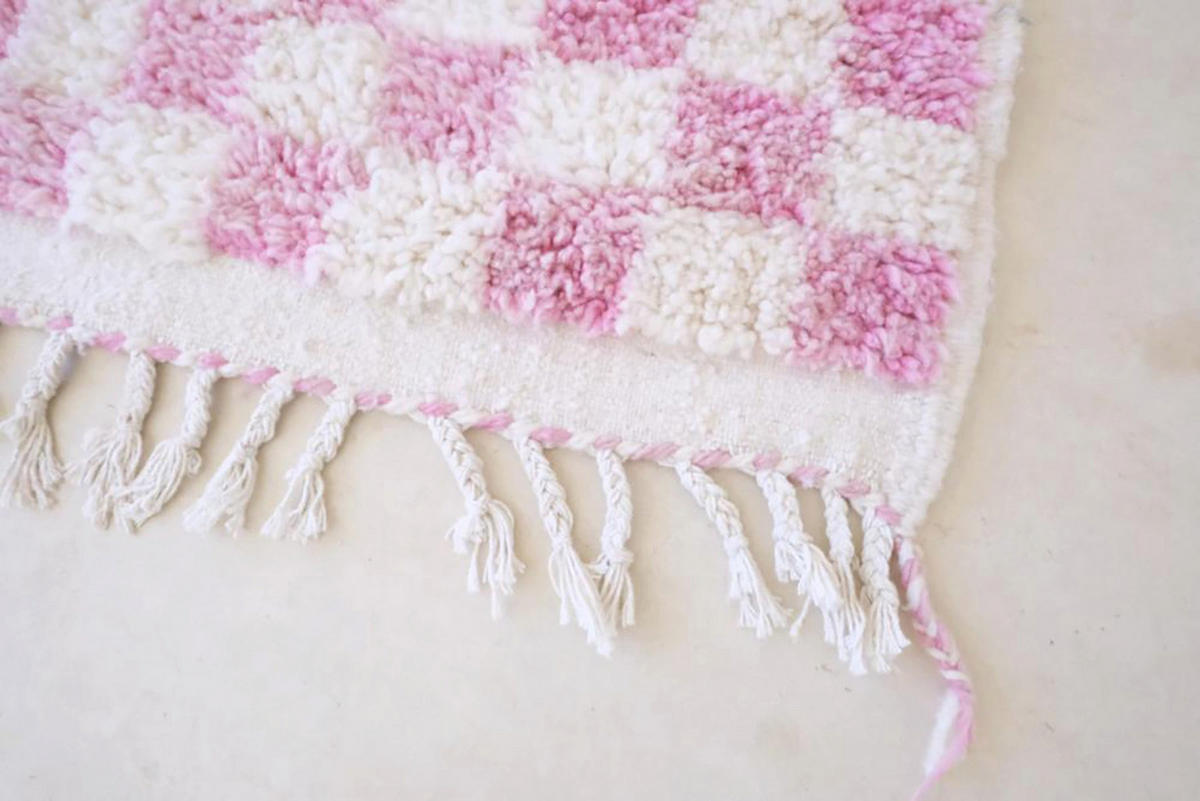 BERBERTEPPICH mit Karomuster aus Wolle 200x 300 cm - Pink, Naturmaterialien (200/300cm) - AFK Living
