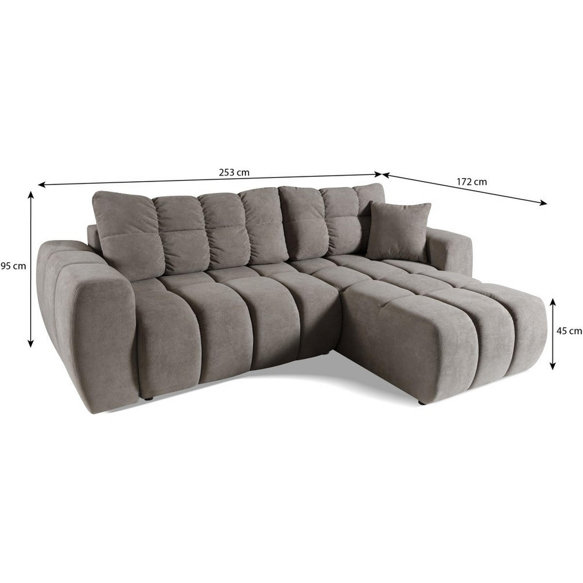ECKSCHLAFSOFA Ferio mit Bettkasten, universelle Ottomane, Hellbraun - Hellbraun/Schwarz, Textil (253/172cm) - Beautysofa