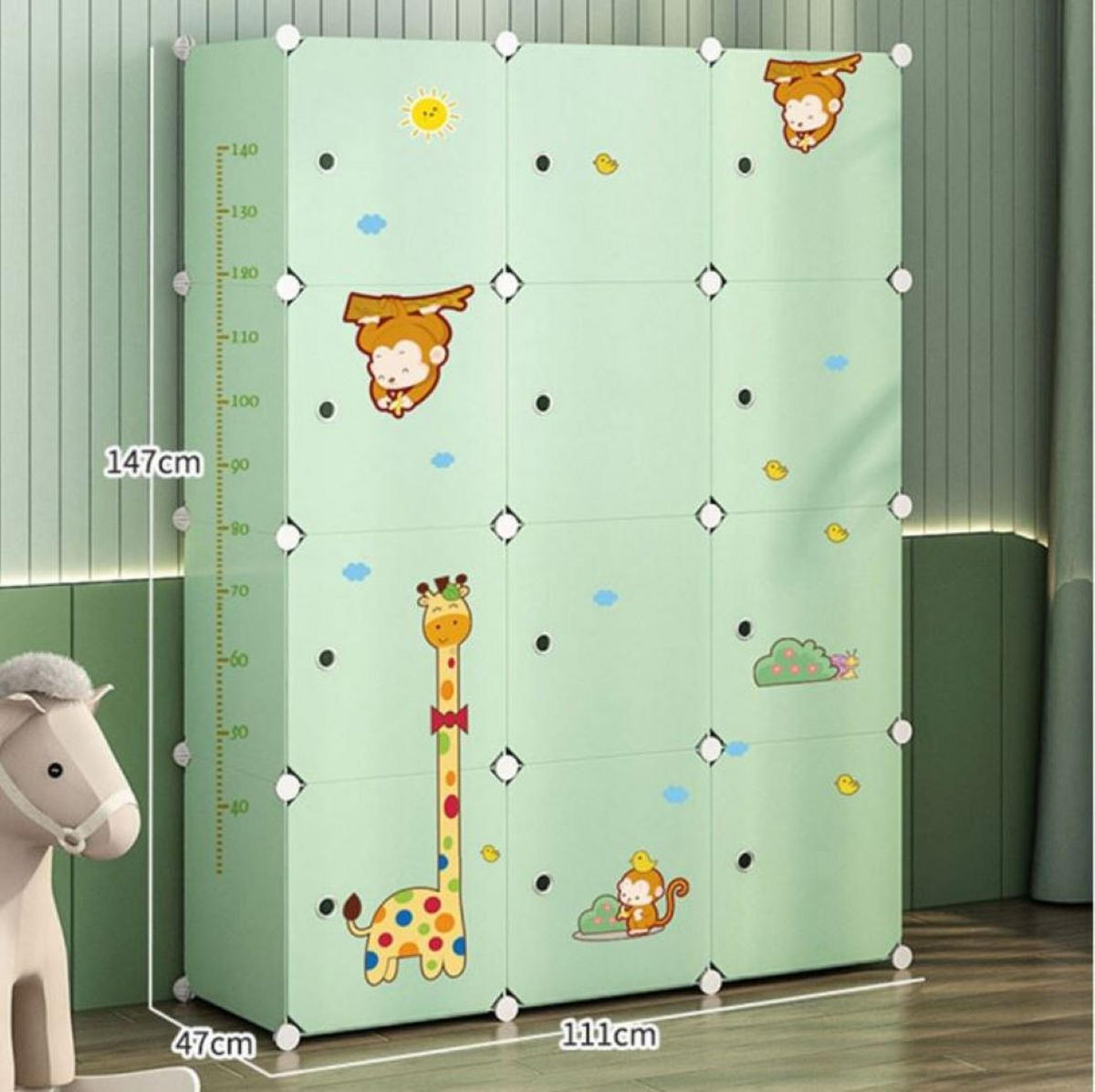 MODULARER KLEIDERSCHRANK für Kinder 147/111/47 cm - Grün, Kunststoff (111/147/147cm) - MUVU