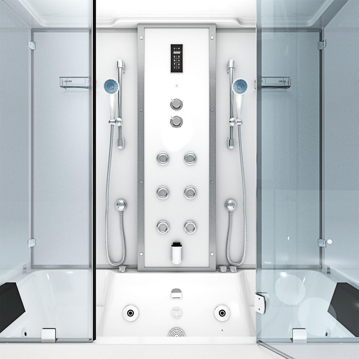 BADEWANNE Dusche K80-WS-EH-B-EC-SC-EA Duschtempel - Weiß, Glas/Kunststoff (180/100/228cm) - AcquaVapore by Sandra Jentho