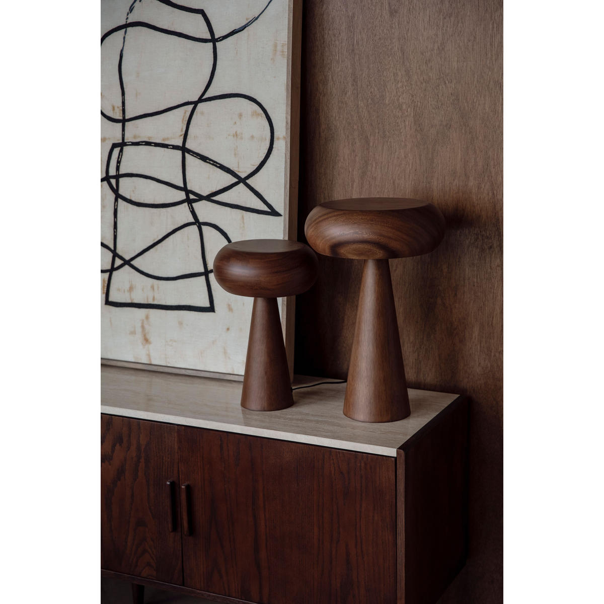 TISCHLAMPE Morel Braun M - Braun, Holz (46.5/30/46.5cm) - Dutchbone
