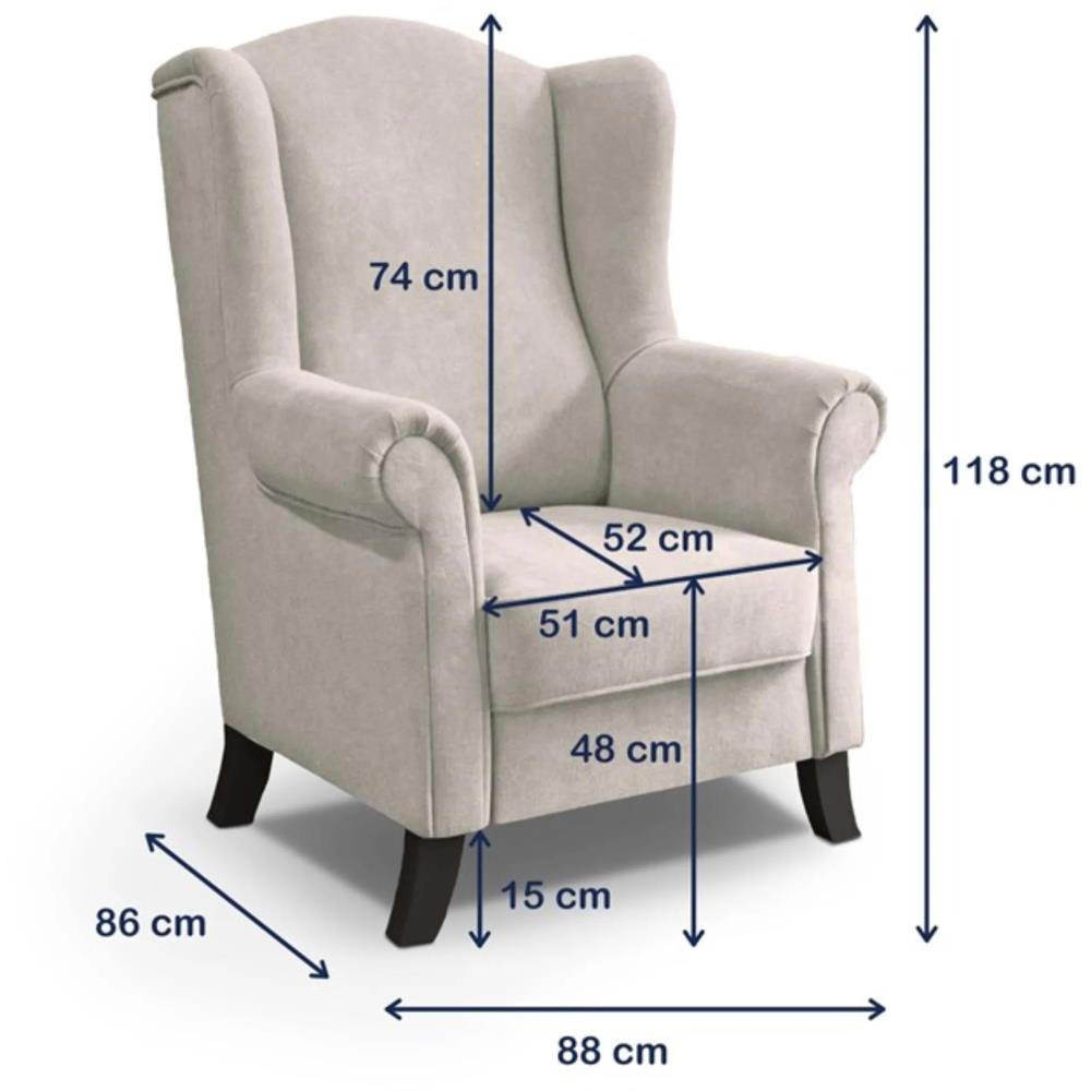 OHRENSESSEL Leonardo grau - Grau, Holz/Textil (88/118/86cm) - Beautysofa