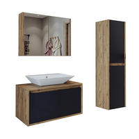 BADMÖBEL Set ATLANTIC-100 4-teilig - Anthrazit, Holzwerkstoff (100/150/45cm) - Roomart
