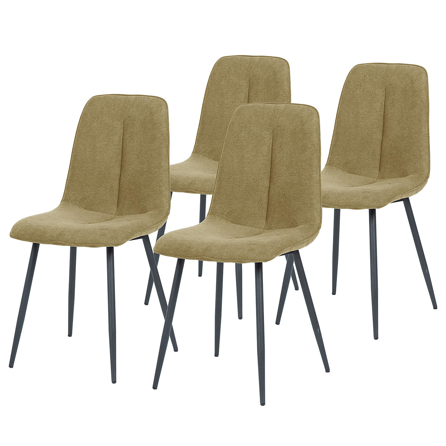POLSTERSTUHL 4er-Set - Webstoff / Eisen - Beige / Schwarz - Beige/Schwarz, Textil/Metall (45/91/59cm) - home24