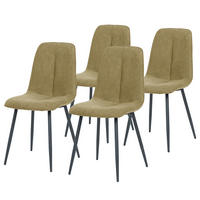 POLSTERSTUHL 4er-Set - Webstoff / Eisen - Beige / Schwarz - Beige/Schwarz, Textil/Metall (45/91/59cm) - home24