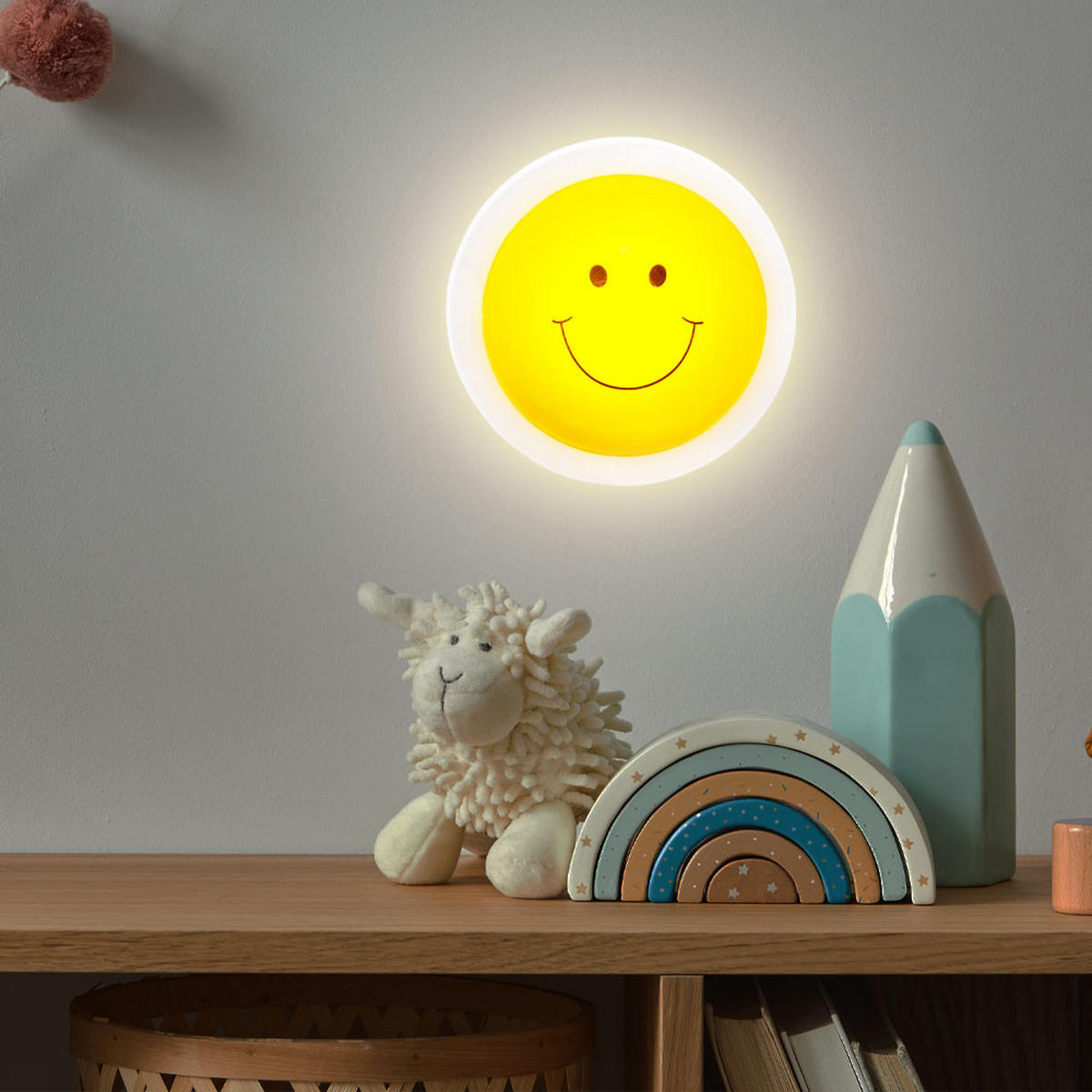 LED WANDLEUCHTE Kiddy Gelb Kunststoff - Gelb, Kunststoff (4/6.5/4cm) - Globo Lighting