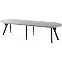 ESSTISCH Twixy XXL groß rund oval ausziehbar, Grauer Beton 100-300/100/76 cm - Hellgrau/Schwarz, Holz/Holzwerkstoff (100/300/76cm) - WFL GROUP
