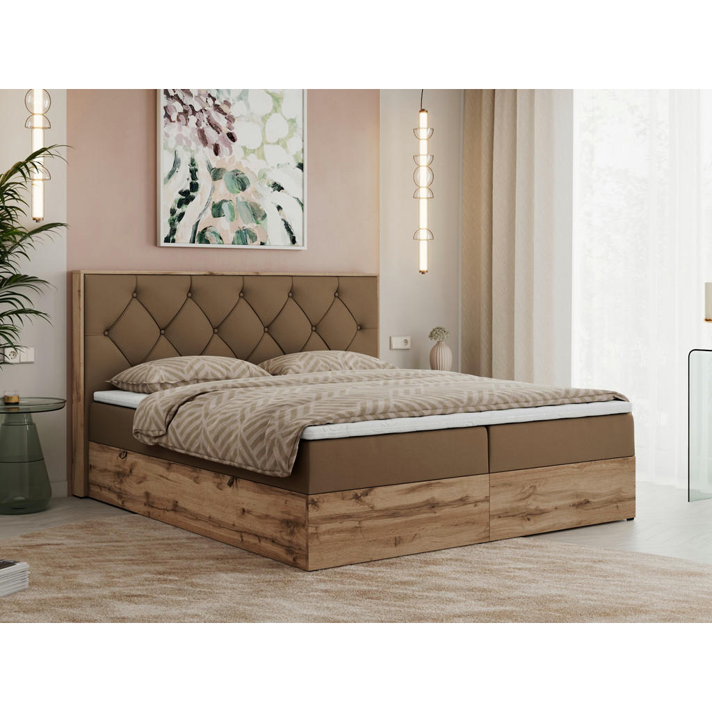 Thumbnail - MKS Boxbett, Braun, Textil, 2-Sitzer, H3, Rechteckig, 140x200 cm, Schlafzimmer, Betten, Boxspringbetten