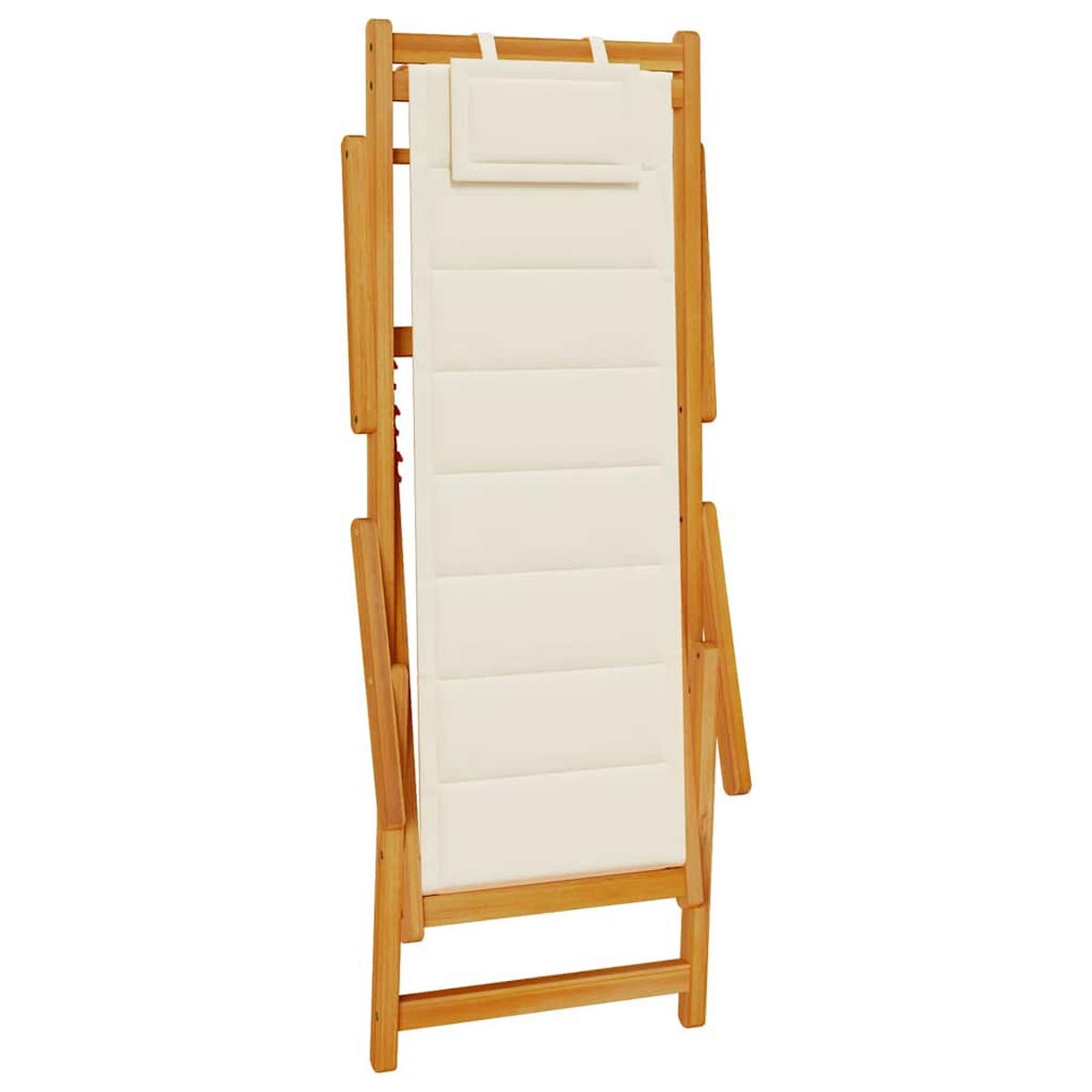 STRANDSTUHL Mit Armlehnen KlaPPbar Creme Akazienholz Textilene - Creme, Holz (110/96/61.5cm) - vidaXL