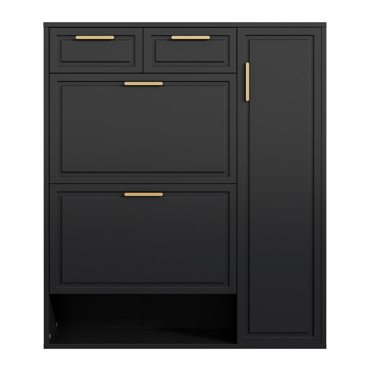 SCHUHSCHRANK mit Schubladen und verstellbaren Regalen 95 x 24 x 107 cm Schwarz - Schwarz, Holzwerkstoff (24/107/95cm) - Beauniv