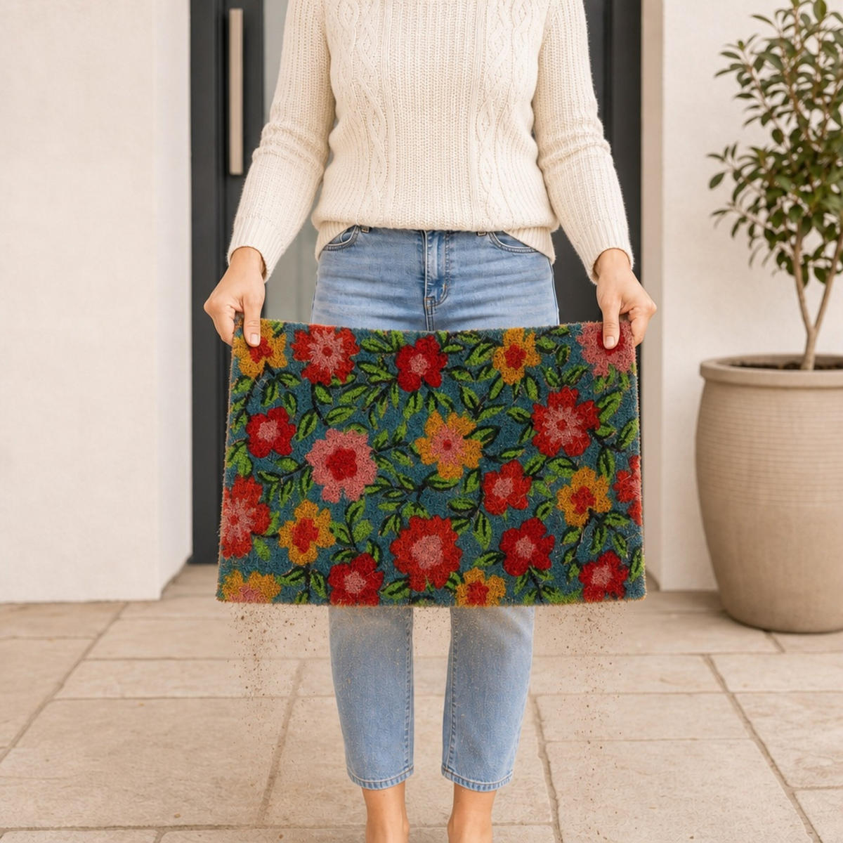 ROHOŽKA Vícebarevná kokosové vlákno 60x40 cm - různobarevná, textil/plast (50/40cm) - Relaxdays