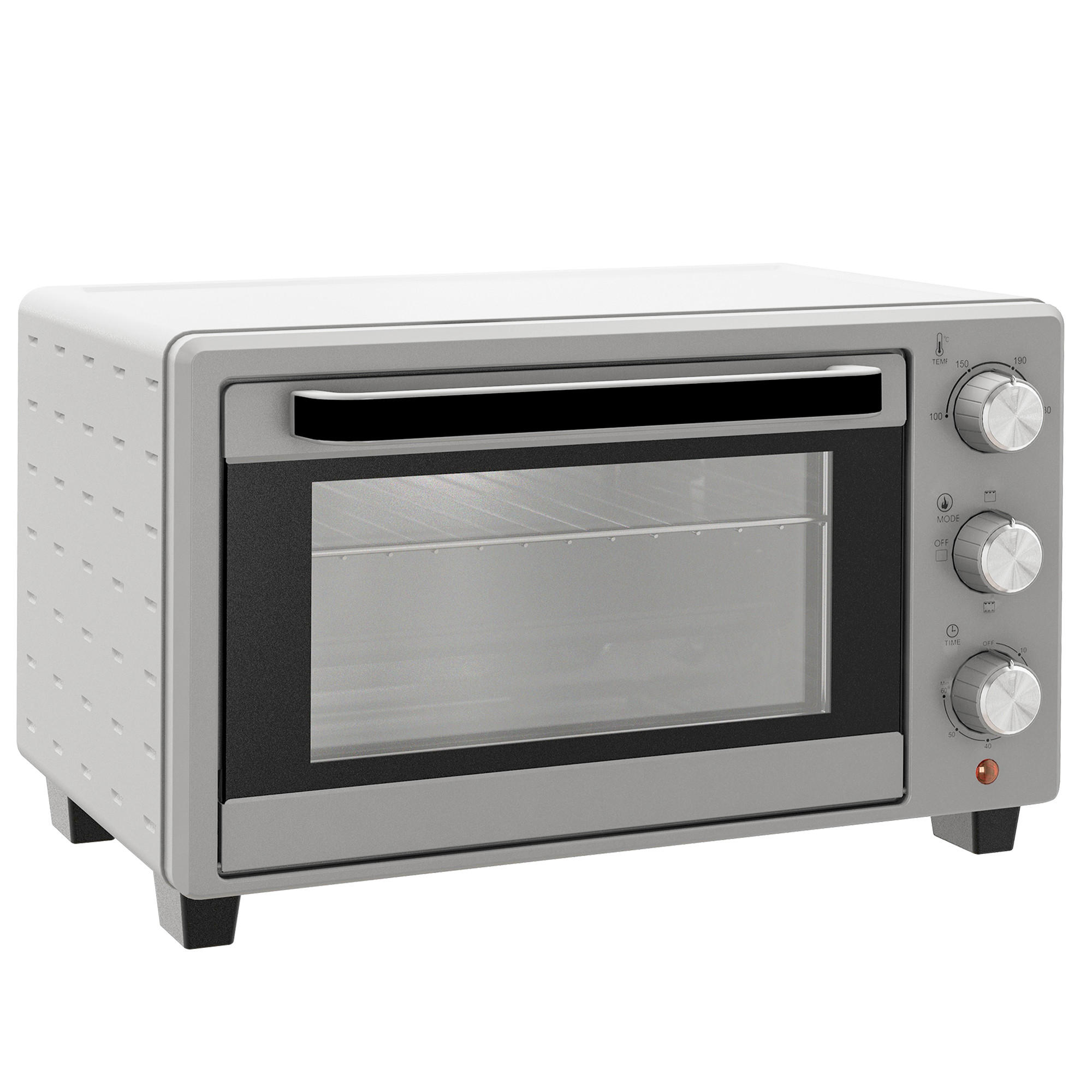 MINIBACKOFEN 21L 1400W Mini Ofen mit 3 Kochmodi, Backblech & Grillrost, Temperatur 100-230°C, Edelstahl, Silber - Silberfarben, Metall (46/29/38.5cm) - Beaface