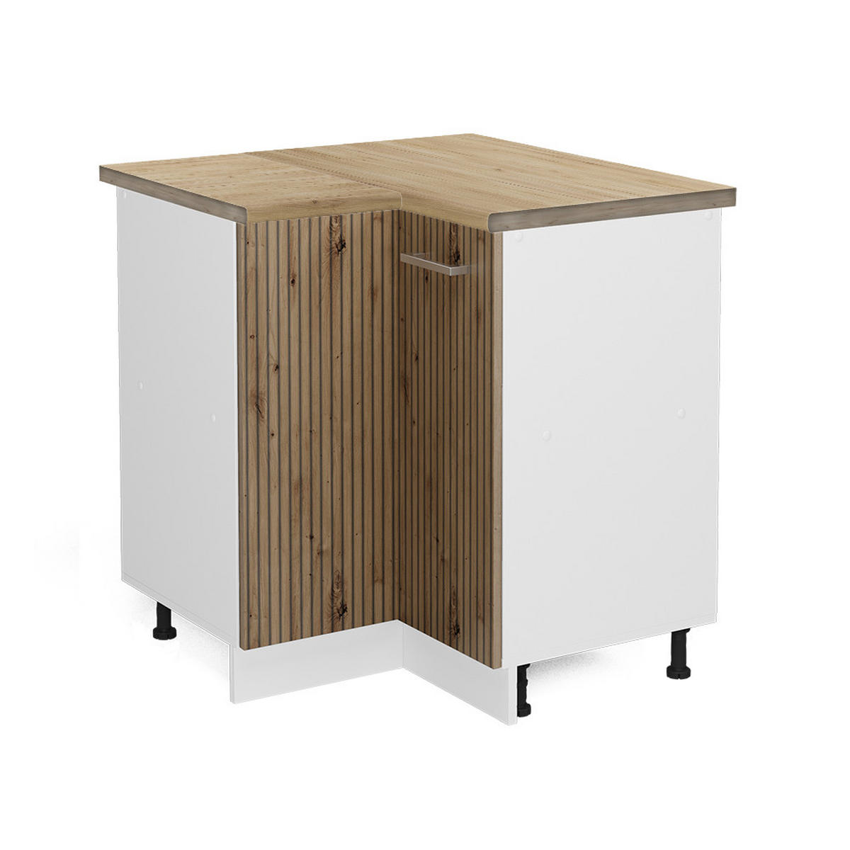 ECKUNTERSCHRANK R-Line Artisan-Eiche 75.6 cm, AP Eiche - Weiß/Eiche Artisan, Holzwerkstoff (75.6/81.6/60cm) - Vicco