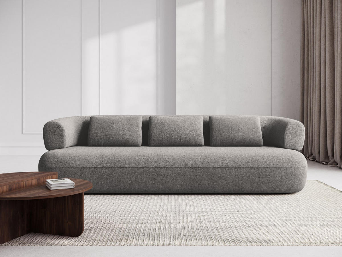 SOFA Jenny aus Boucle hellgrau 4 Sitzplätze - Hellgrau, Textil (90/73/226cm) - Micadoni
