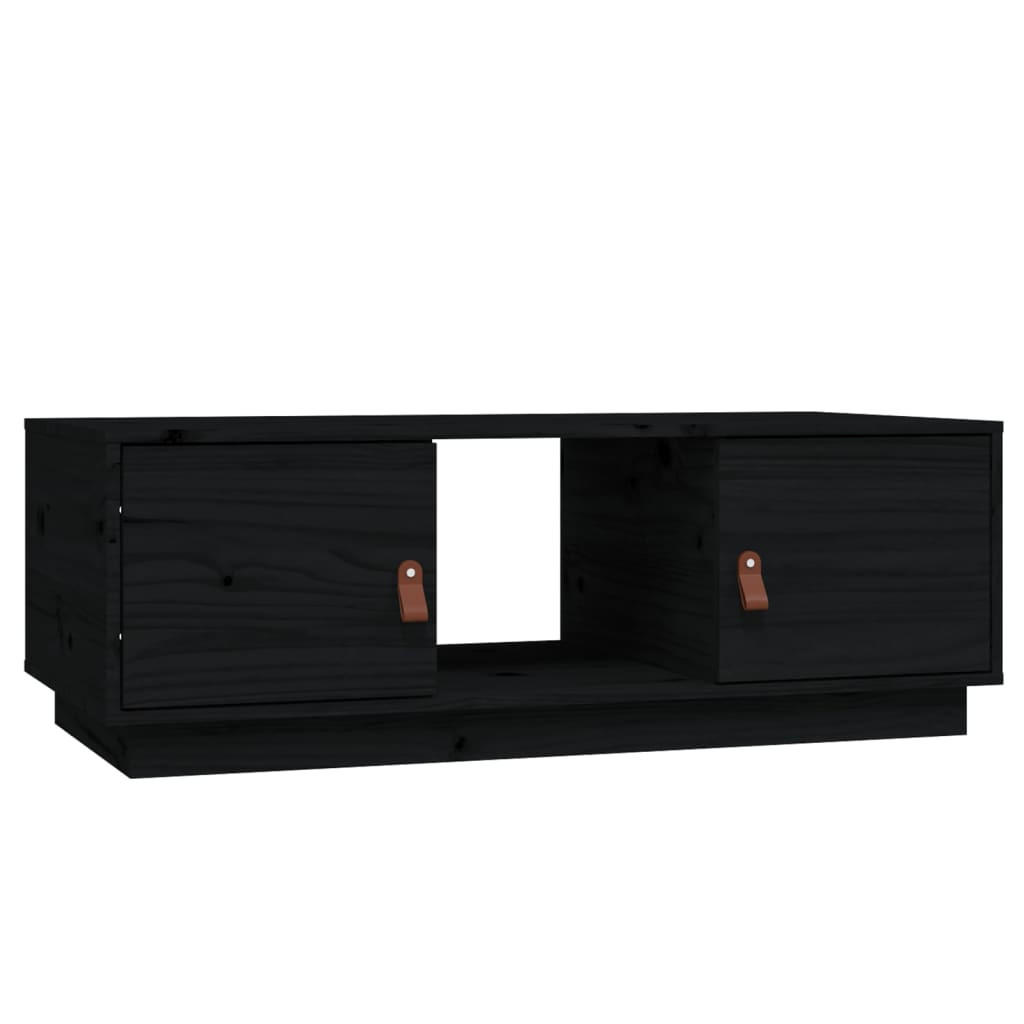 COUCHTISCH Schwarz 100x50x35 cm Massivholz Kiefer - Schwarz, Holz (100/50/35cm) - furnicato