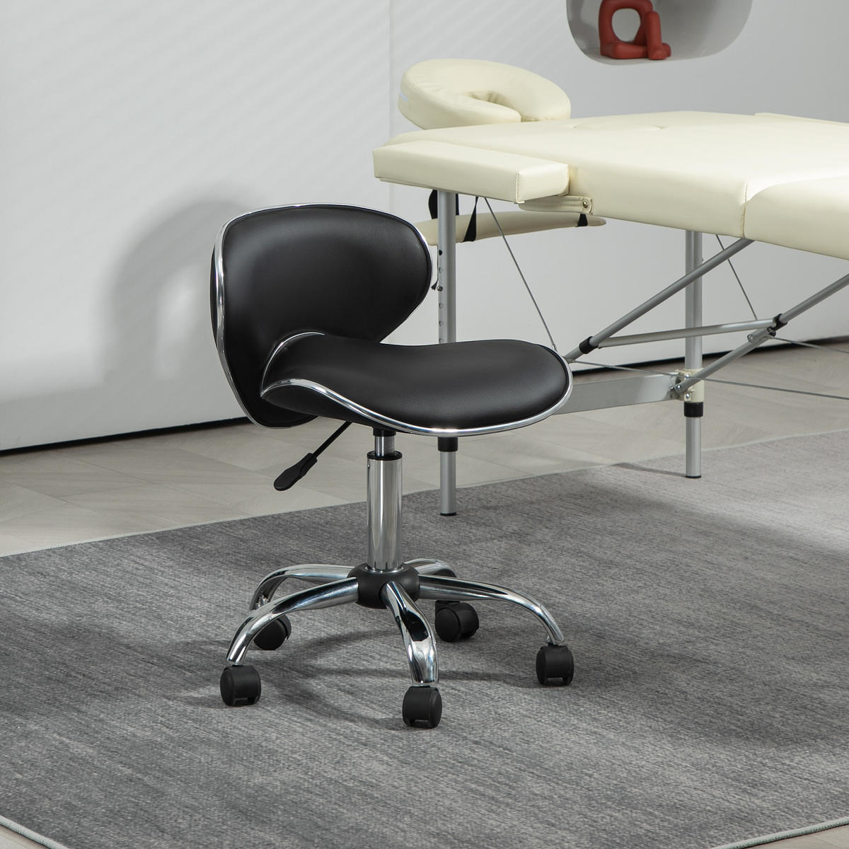 BÜROHOCKER DE-18041 höhenverstellbar 44-56 cm, Sattelform Schwarz - Schwarz, Metall (48/74/44cm) - ComfortXL