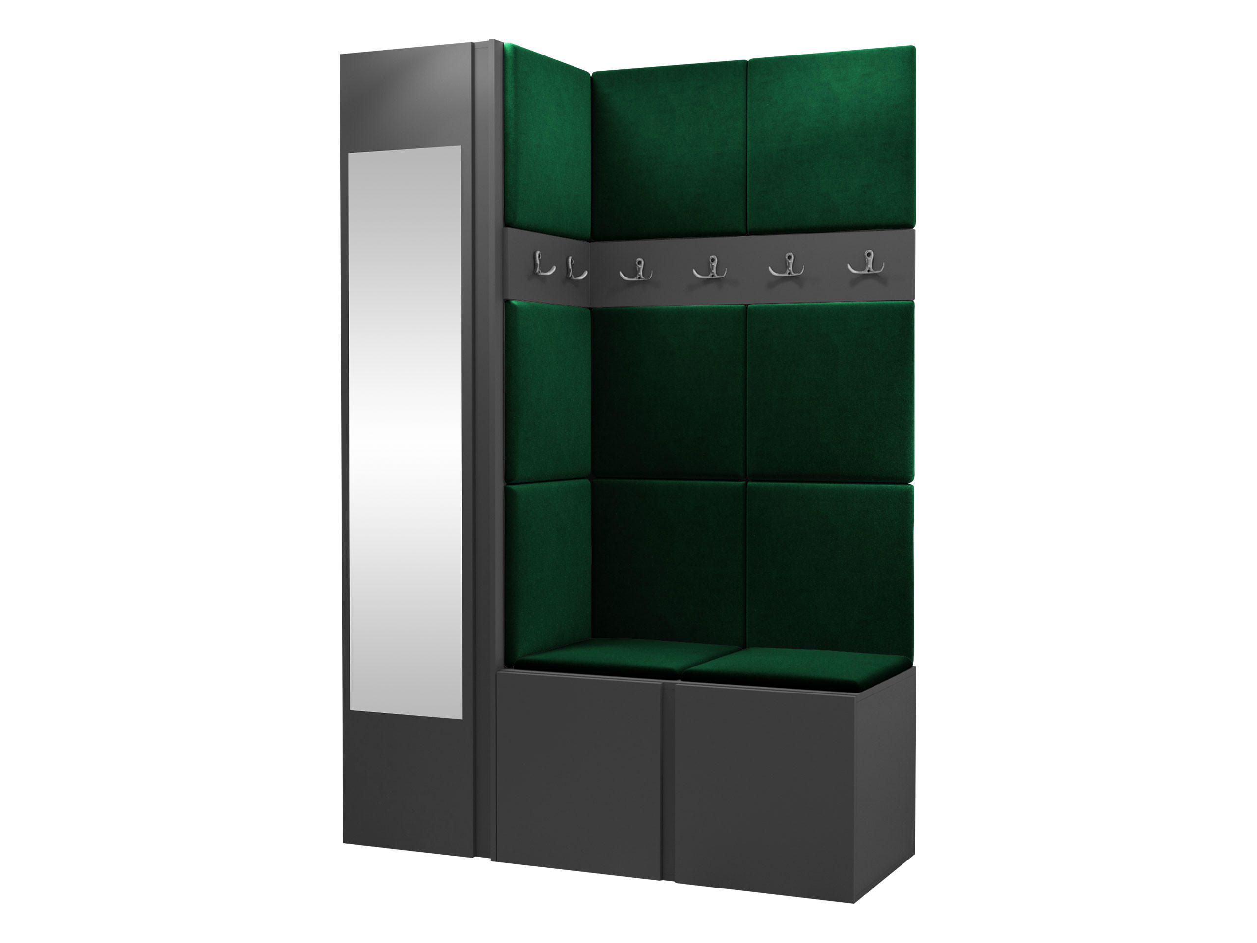 GARDEROBEN-SET Orion X - Graphitfarben/Grün, Holzwerkstoff/Kunststoff (124/186/46cm) - MIRJAN24